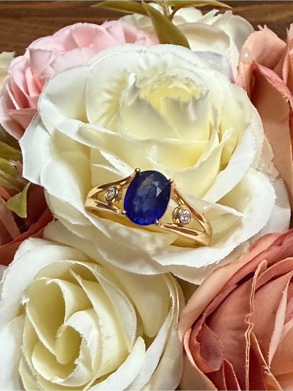 Split Shank 14KGP Natural Blue Sapphire 2.20CT 925 Sterling Silver Ring Sz 8.75